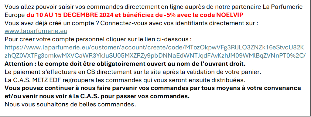 parfumerie decembre metz Parfumerie Europe - Offre décembre 2024 C.A.S Metz EDF